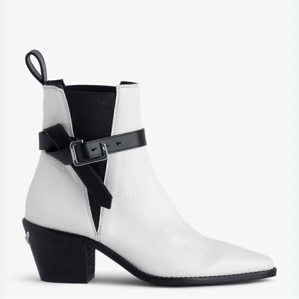 Zadig & Voltaire boots Tyler Cecilia vintage patent Bootie white ice. New 38/7